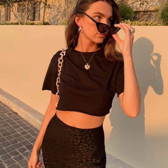 REALISATION PAR Naomi silk skirt in black Romance pattern - Picture 7 of 9